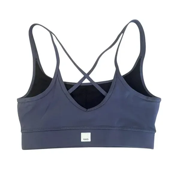 VUORI Mind Set Strappy Sports Bra Stone Blue Color Light Support Size XS MINT! - Picture 5 of 9